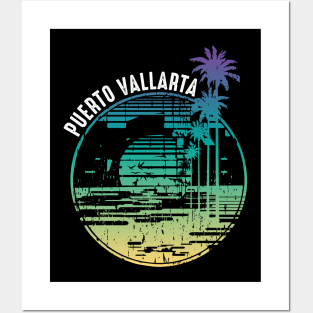 Puerto Vallarta Mexico Beach Palm Tree Vacation Posters and Art